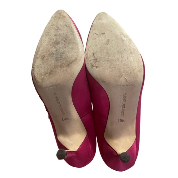 Magenta Raspberry Manolo Blahnik Hangisi Shoes Heels With Box - Picture 6 of 8